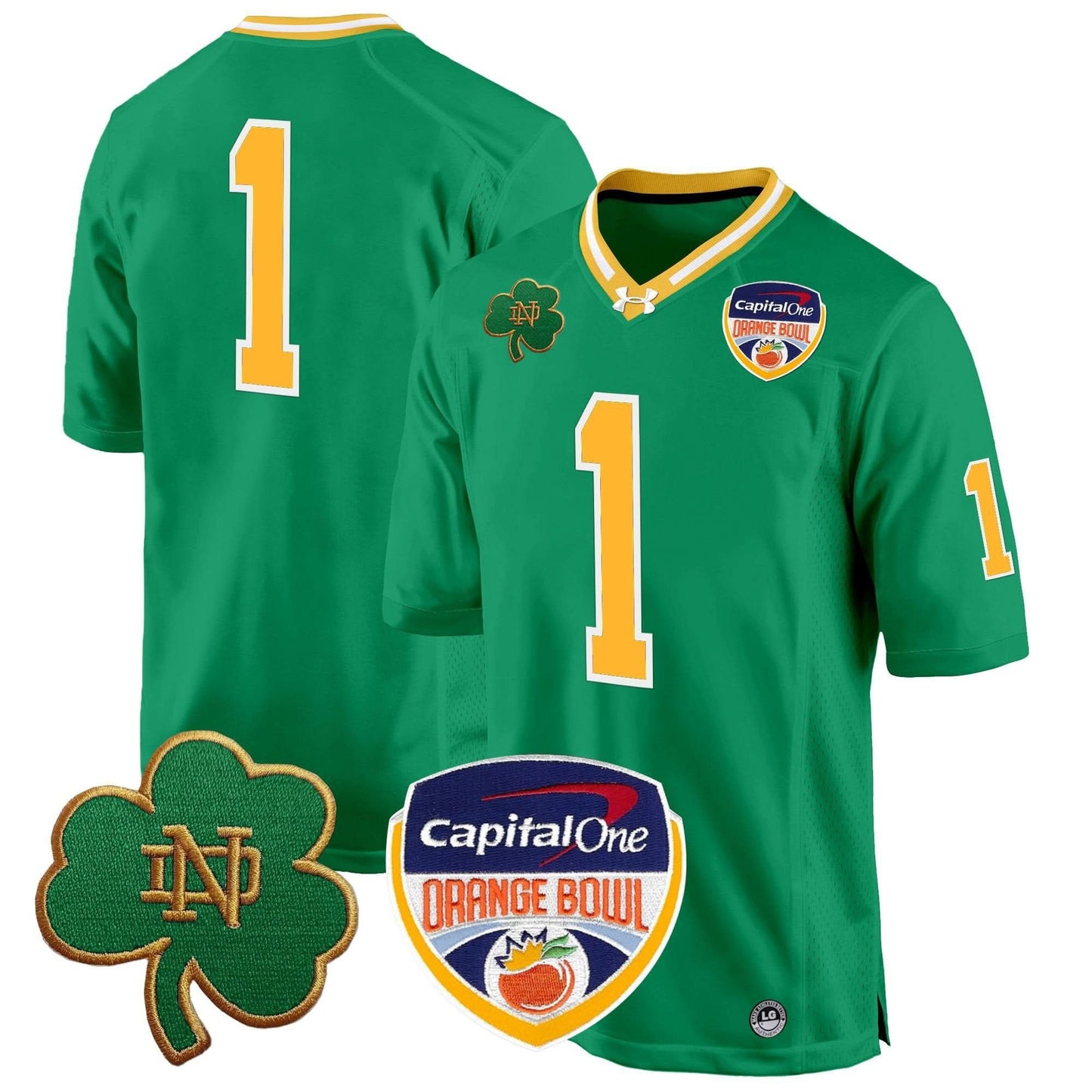 Notre Dame Fighting Irish 2024 Orange Bowl Patch Game Jersey - All Stitched