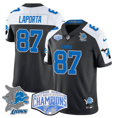 Detroit Lions 2024 NFC North Champions Gold Jersey - All Stitched