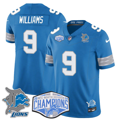 Detroit Lions 2024 NFC North Champions Gold Jersey - All Stitched