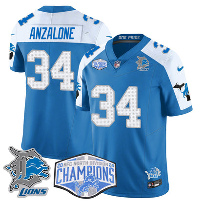 Detroit Lions 2024 NFC North Champions Gold Jersey - All Stitched