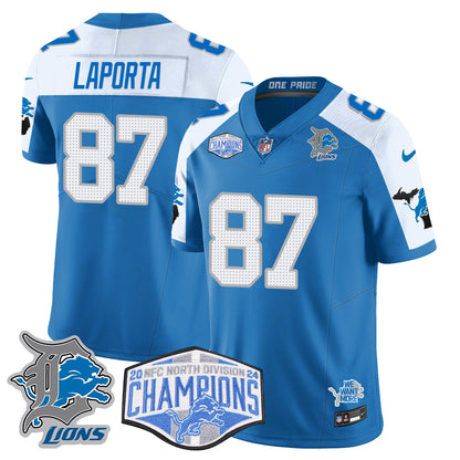 Detroit Lions 2024 NFC North Champions Gold Jersey - All Stitched