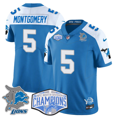 Detroit Lions 2024 NFC North Champions Gold Jersey - All Stitched