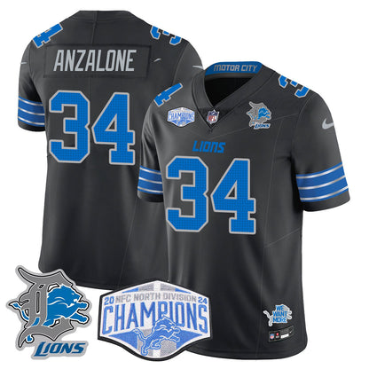 Detroit Lions 2024 NFC North Champions Gold Jersey - All Stitched