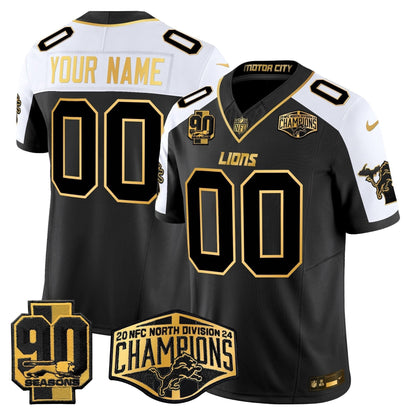 Detroit Lions 2024 NFC North Division Champions Patch Gold Vapor Limited Custom Jersey - All Stitched