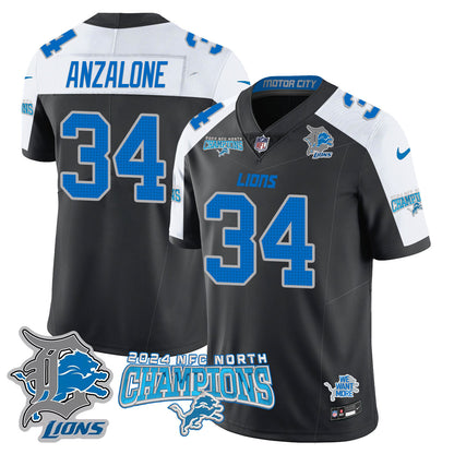 Detroit Lions 2024 NFC North Champions Gold Jersey N1 - All Stitched