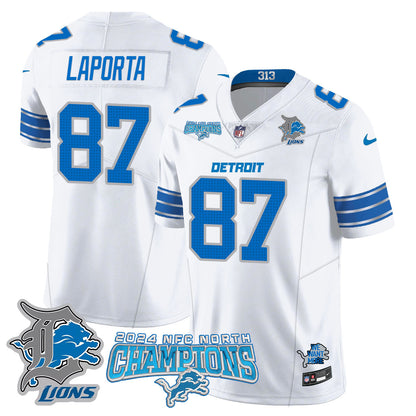 Detroit Lions 2024 NFC North Champions Gold Jersey N1 - All Stitched