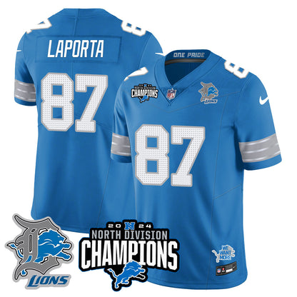 Detroit Lions 2024 NFC North Champions Gold Jersey N2 - All Stitched