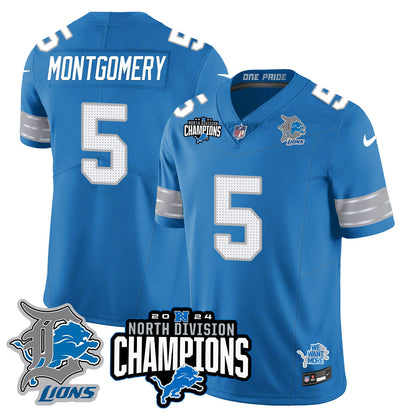 Detroit Lions 2024 NFC North Champions Gold Jersey N2 - All Stitched