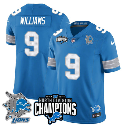 Detroit Lions 2024 NFC North Champions Gold Jersey N2 - All Stitched