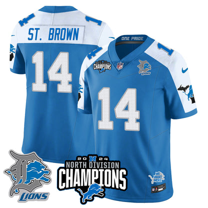 Detroit Lions 2024 NFC North Champions Gold Jersey N2 - All Stitched