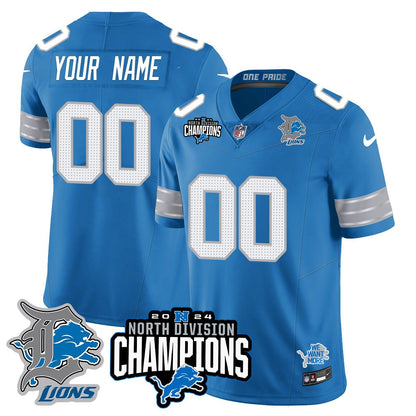 Custom Gender/Name Detroit Lions 2024 NFC North Champions Gold Jersey N2 - All Stitched