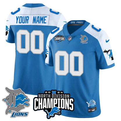 Custom Gender/Name Detroit Lions 2024 NFC North Champions Gold Jersey N2 - All Stitched