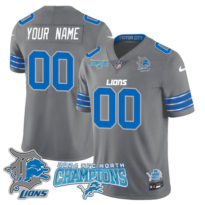 Custom Gender/Name Detroit Lions 2024 NFC North Champions Gold Jersey N1 - All Stitche