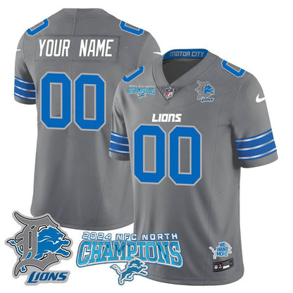 Custom Gender/Name Detroit Lions 2024 NFC North Champions Gold Jersey N1 - All Stitched