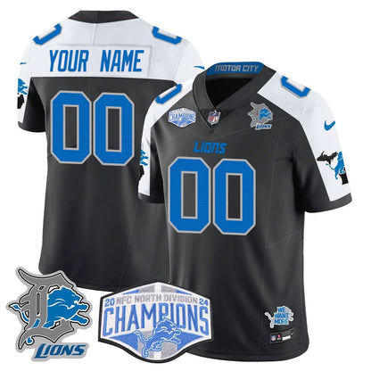 Custom Gender/Name Detroit Lions 2024 NFC North Champions Gold Jersey - All Stitched