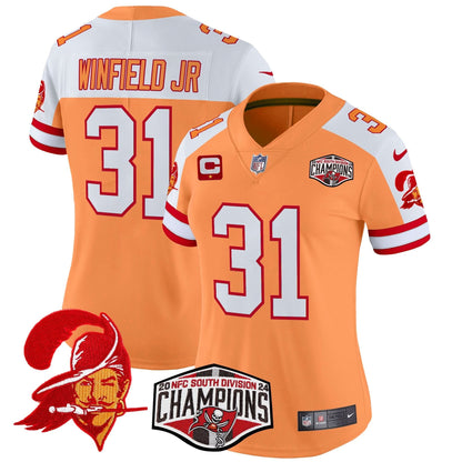 Women's Tampa Bay Buccaneers Creamsicle 2024 NFC South Division Champions Patch Vapor Limited Jersey - All Stitched