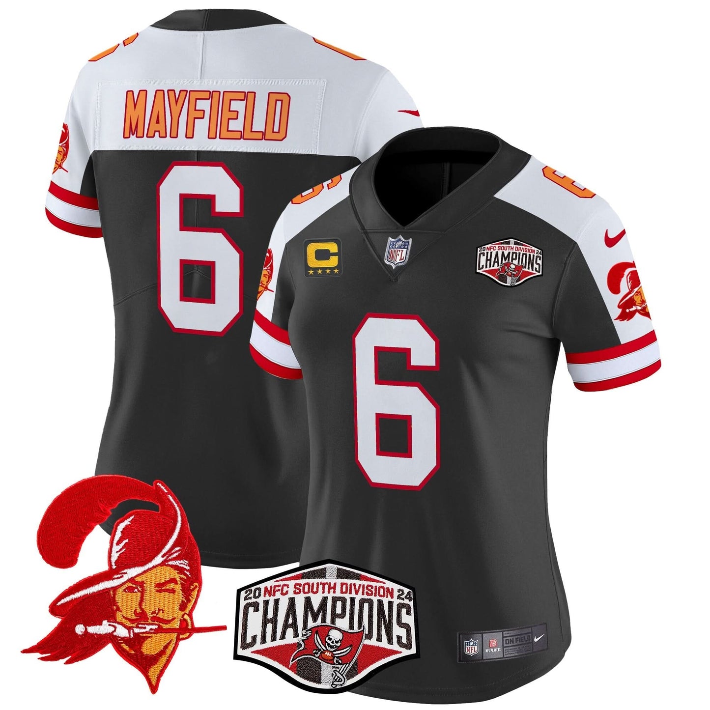 Women's Tampa Bay Buccaneers Creamsicle 2024 NFC South Division Champions Patch Vapor Limited Jersey - All Stitched