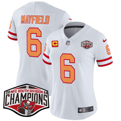 Women's Tampa Bay Buccaneers Creamsicle 2024 NFC South Division Champions Patch Vapor Limited Jersey - All Stitched