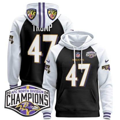 Baltimore Ravens 2024 AFC North Division Champions Patch Pullover Hoodie V2 - All Stitched