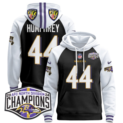 Baltimore Ravens 2024 AFC North Division Champions Patch Pullover Hoodie V2 - All Stitched