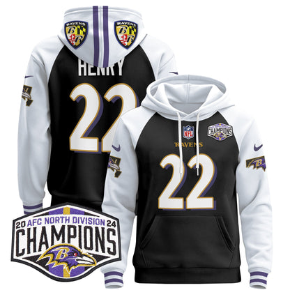 Baltimore Ravens 2024 AFC North Division Champions Patch Pullover Hoodie V2 - All Stitched