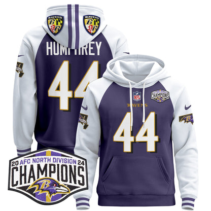 Baltimore Ravens 2024 AFC North Division Champions Patch Pullover Hoodie V2 - All Stitched