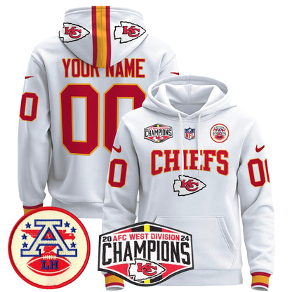 Kansas City Chiefs 2024 AFC West Division Champions Custom Pullover Hoodie - All Stitched