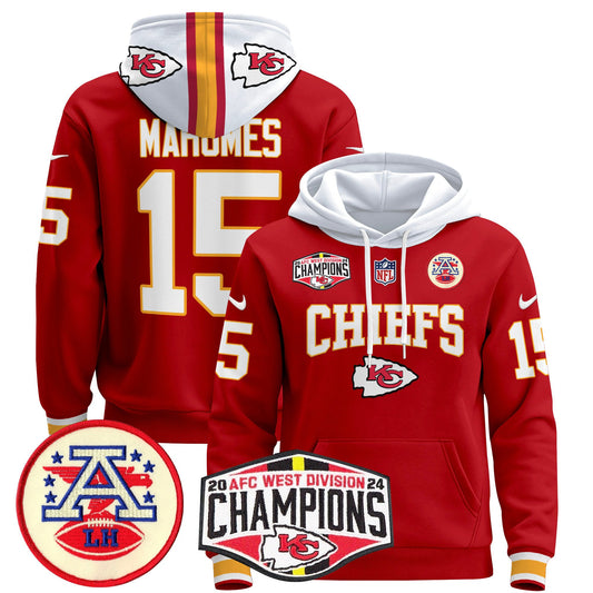 Kansas City Chiefs 2024 AFC West Division Champions Pullover Hoodie - All Stitched