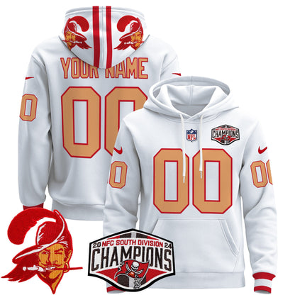 Tampa Bay Buccaneers Creamsicle 2024 NFC South Division Champions Patch Custom Pullover Hoodie - All Stitched