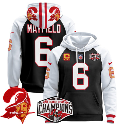 Tampa Bay Buccaneers Creamsicle 2024 NFC South Division Champions Patch Pullover Hoodie - All Stitched