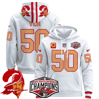 Tampa Bay Buccaneers Creamsicle 2024 NFC South Division Champions Patch Pullover Hoodie - All Stitched