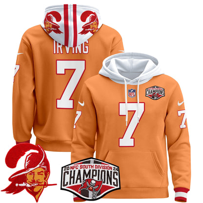 Tampa Bay Buccaneers Creamsicle 2024 NFC South Division Champions Patch Pullover Hoodie - All Stitched