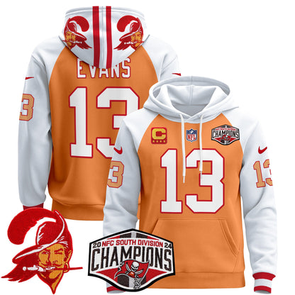 Tampa Bay Buccaneers Creamsicle 2024 NFC South Division Champions Patch Pullover Hoodie - All Stitched