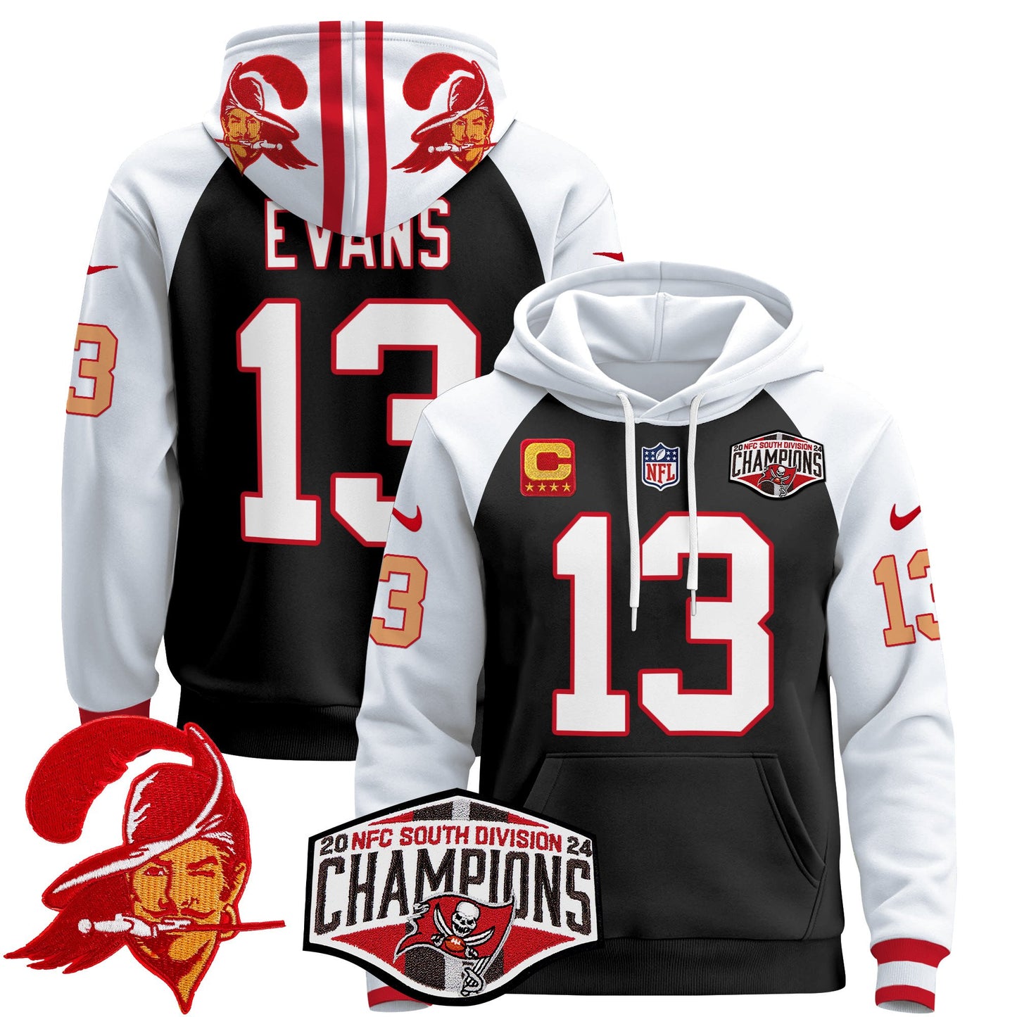 Tampa Bay Buccaneers Creamsicle 2024 NFC South Division Champions Patch Pullover Hoodie - All Stitched