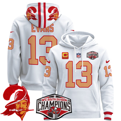 Tampa Bay Buccaneers Creamsicle 2024 NFC South Division Champions Patch Pullover Hoodie - All Stitched