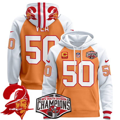 Tampa Bay Buccaneers Creamsicle 2024 NFC South Division Champions Patch Pullover Hoodie - All Stitched