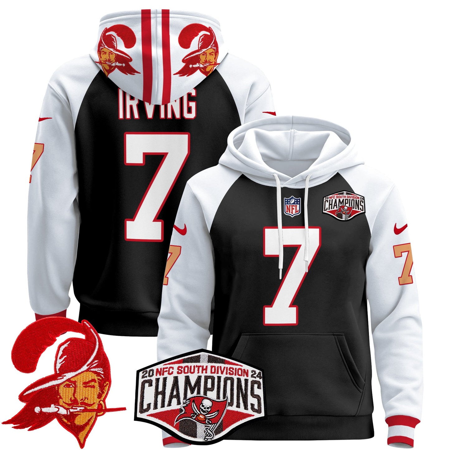 Tampa Bay Buccaneers Creamsicle 2024 NFC South Division Champions Patch Pullover Hoodie - All Stitched