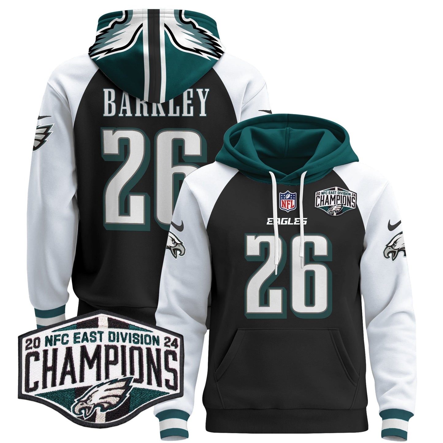 Eagles 2024 NFC East Division Champions Patch Pullover Hoodie - All Stitched