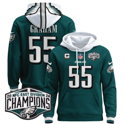 Eagles 2024 NFC East Division Champions Patch Pullover Hoodie - All Stitched