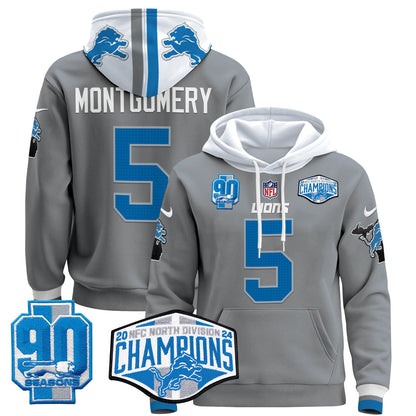 Detroit Lions 2024 NFC North Division Champions Patch Pullover Hoodie - All Stitched