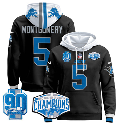 Detroit Lions 2024 NFC North Division Champions Patch Pullover Hoodie - All Stitched