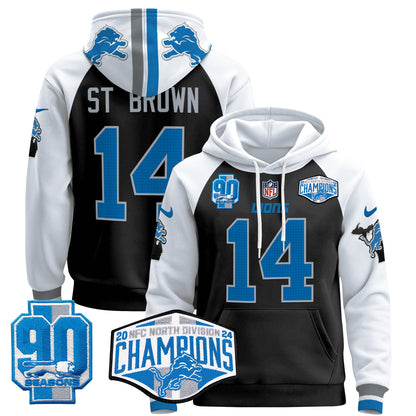 Detroit Lions 2024 NFC North Division Champions Patch Pullover Hoodie - All Stitched