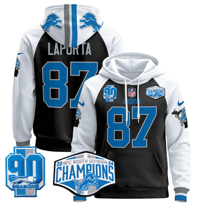 Detroit Lions 2024 NFC North Division Champions Patch Pullover Hoodie - All Stitched