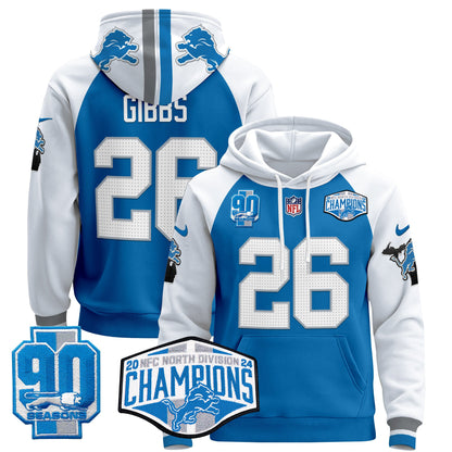 Detroit Lions 2024 NFC North Division Champions Patch Pullover Hoodie - All Stitched