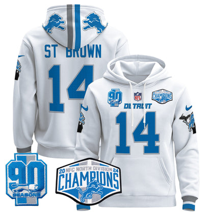 Detroit Lions 2024 NFC North Division Champions Patch Pullover Hoodie - All Stitched