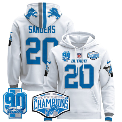 Detroit Lions 2024 NFC North Division Champions Patch Pullover Hoodie - All Stitched