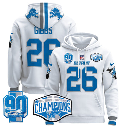 Detroit Lions 2024 NFC North Division Champions Patch Pullover Hoodie - All Stitched