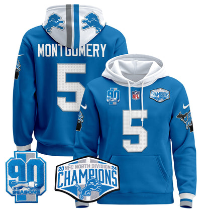 Detroit Lions 2024 NFC North Division Champions Patch Pullover Hoodie - All Stitched