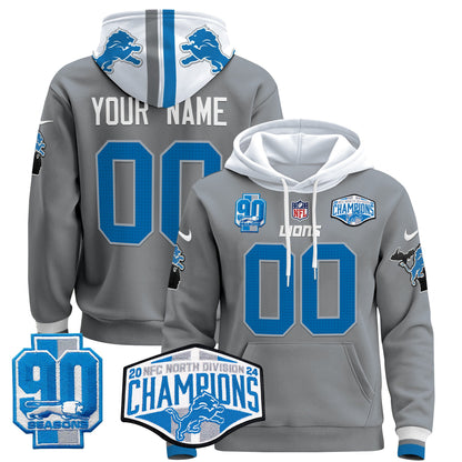 Detroit Lions 2024 NFC North Division Champions Patch Custom Pullover Hoodie - All Stitched