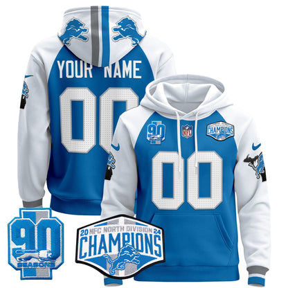 Detroit Lions 2024 NFC North Division Champions Patch Custom Pullover Hoodie - All Stitched